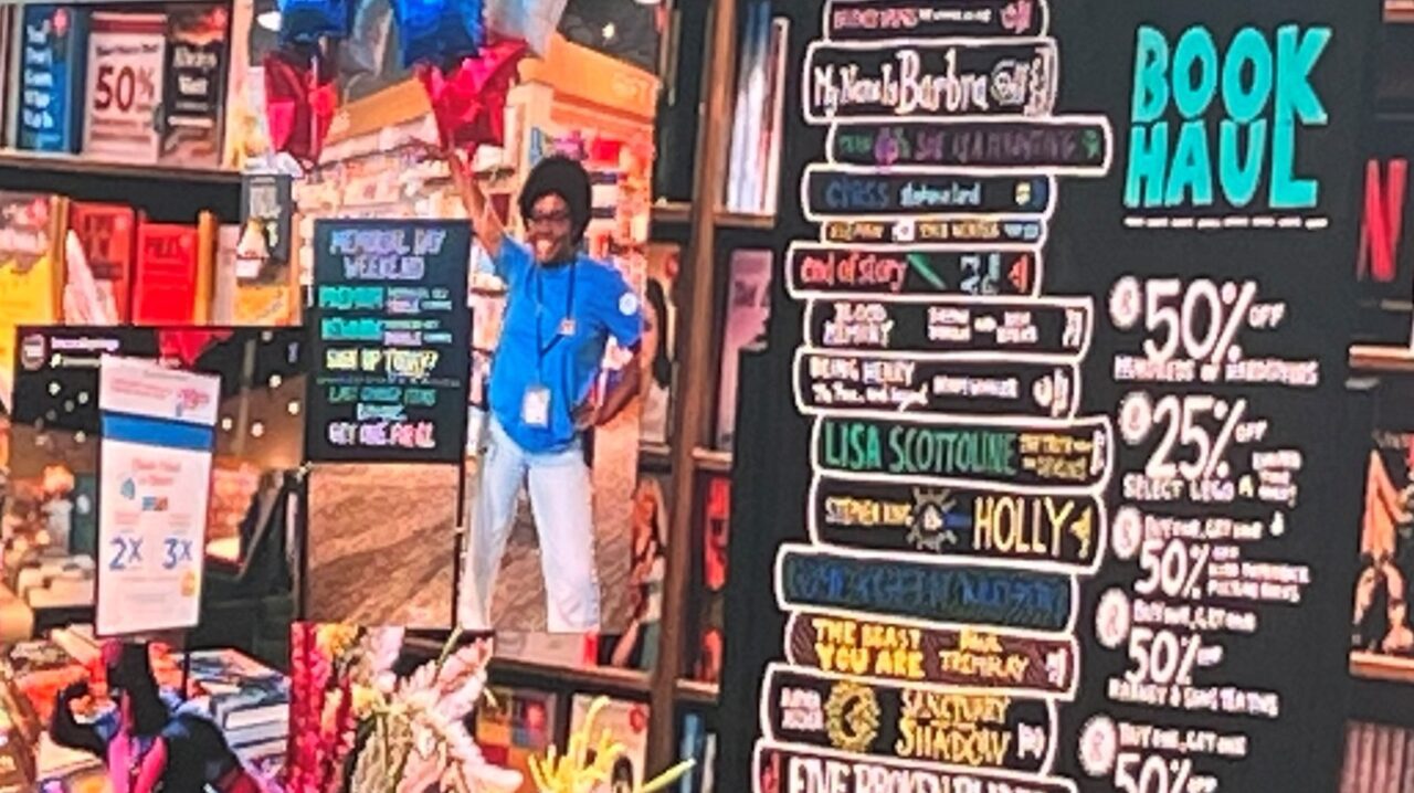 Examples of a local booksellers signage.