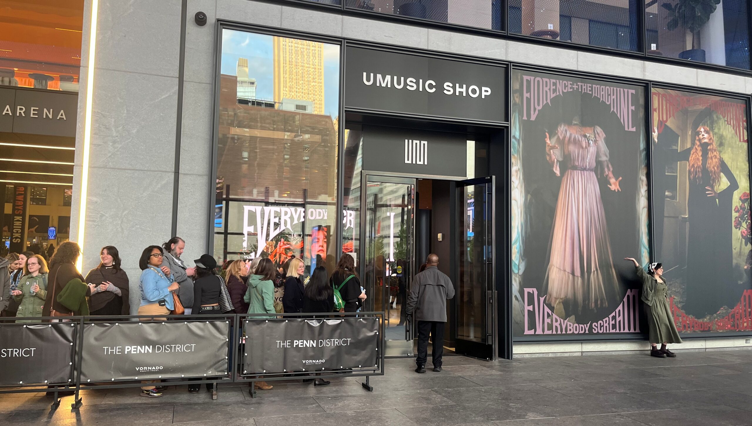 Fans eagerly await their chance to experience the Florence + The Machine takeover at the UMusic Shop outside NYC's Madison Square Garden.