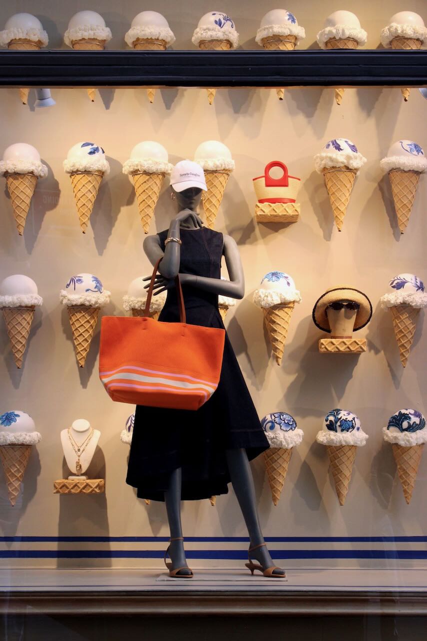 Another ice cream window - store artists make the theme work for their store's architecture. Photo courtesy of Anthropologie.